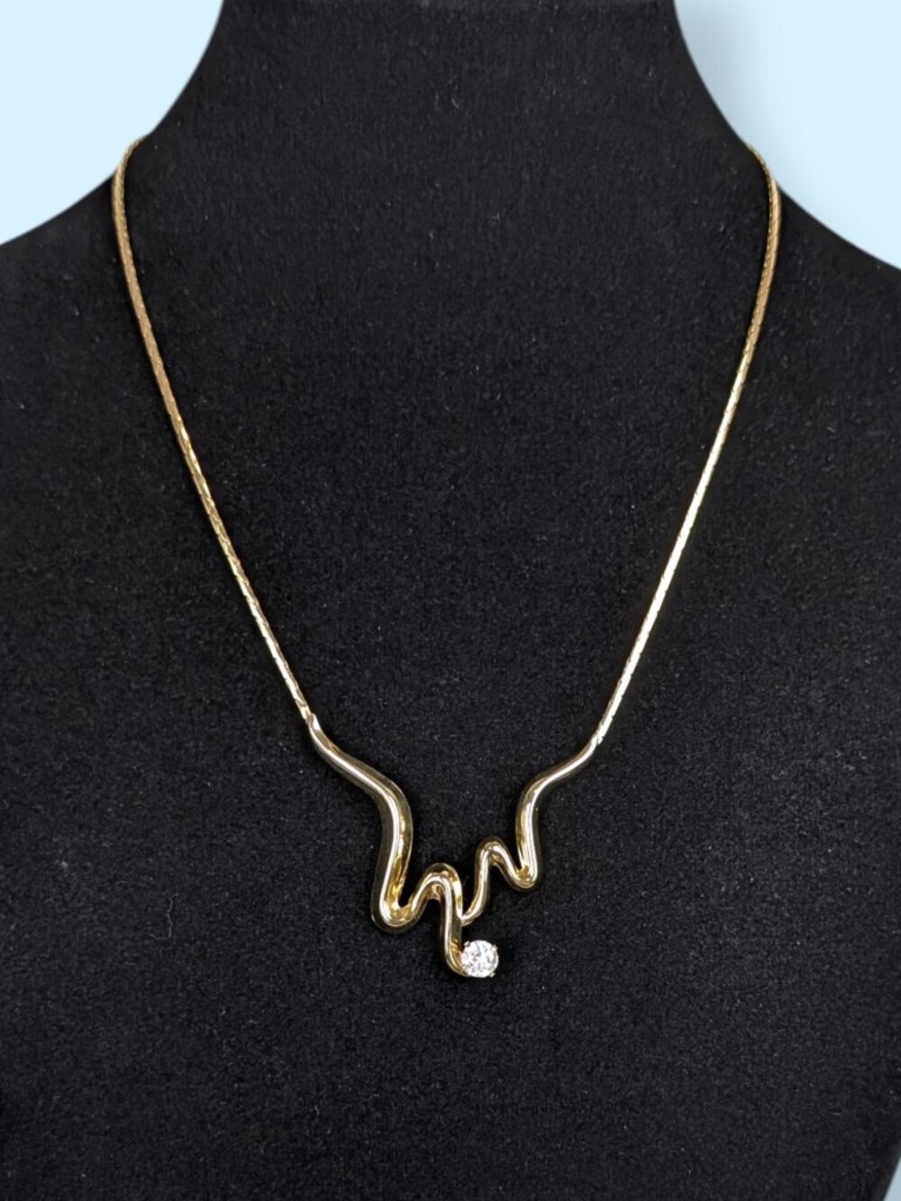 V. Rhinestone Squiggle Necklace
